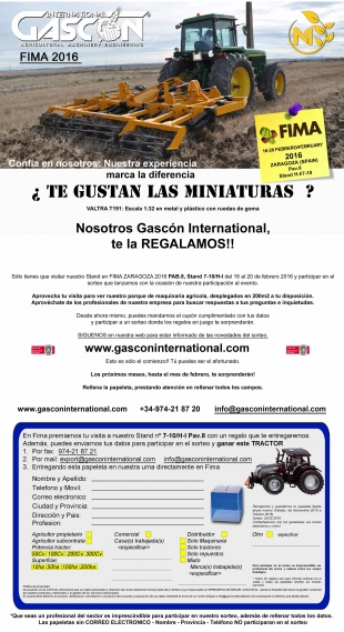 Participa en el SORTEO de un TRACTOR DE MINIATURA Gascón International